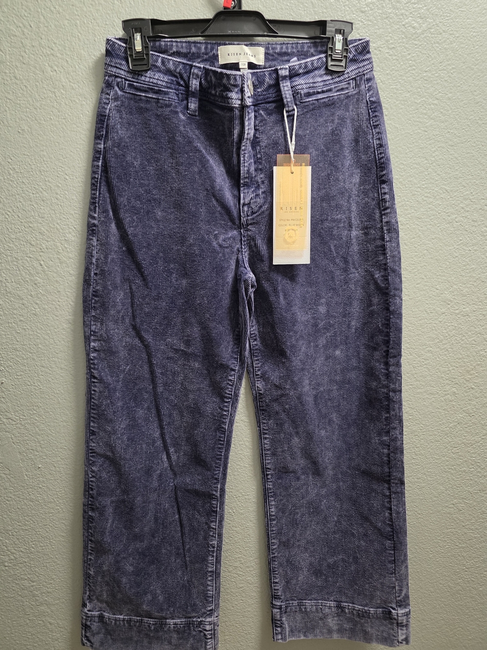 Risen Jeans - High Rise Crop Corduroy Pants - Blue Moon